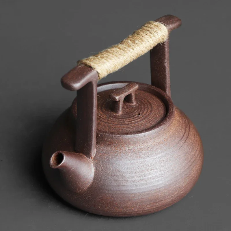 350ml Japanese Style Teapot Handmade Retro Coarse Pottery Stoneware Kungfu Tea Ceremony Portable Tea Maker Ceramic Teapot Teaset