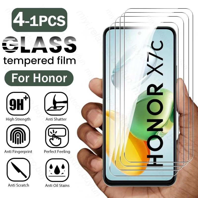 HonorX7c Case 4-1Pcs Tempered Glass Cover for Honor X7c 4G 5G Full Screen Protector HD Glass Honar Honer X7c X 7c X7 c 4/5G 2024