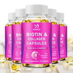 Biotin with Collagen Supplement Protein Support Anti Aging Formula Strong Nails Shiny Hair Glowing Smooth Skin Vegan Capsule