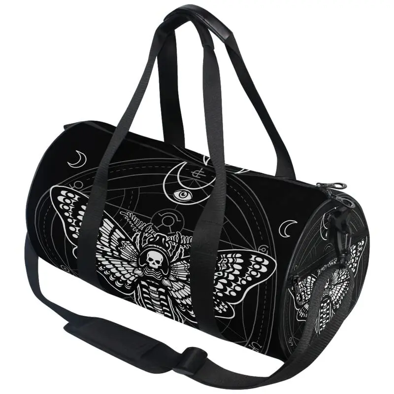 

Black Skull Moth Duffel Bags Magic Skulls Sports Gym Bag Travel Luggage Overnight Bags for Men Women Duffel Bags for Traveling