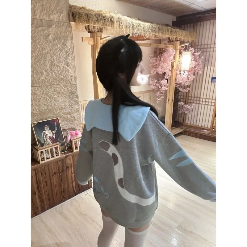 

Женская толстовка Topenomi с японским принтом Kawaii, свободный крой, с матросским воротником, длинный рукав, новинка 2026, милый повседневный стиль Y2K, Ropa Mujer