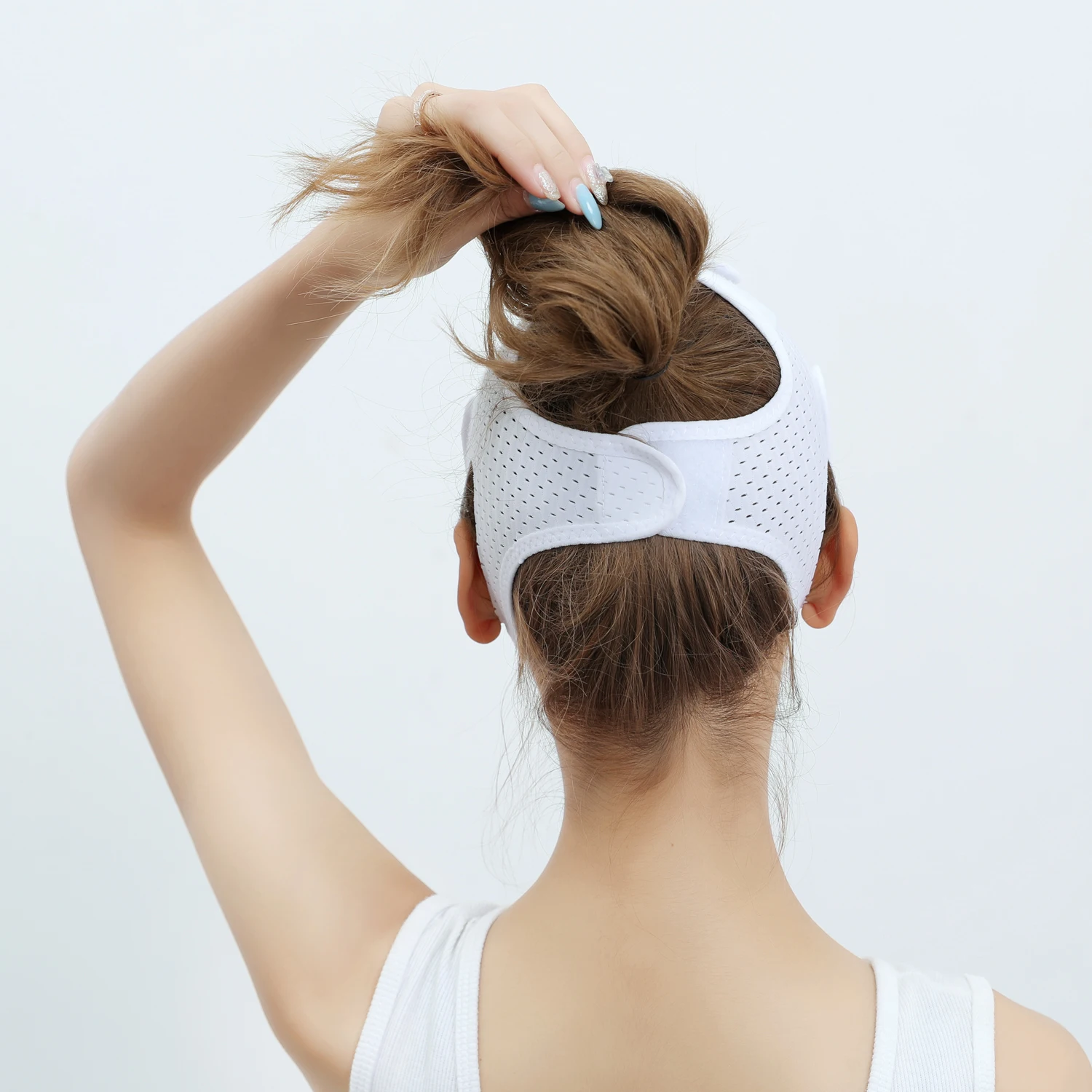 เครื่องลดคางสองชั้น, สายรัดกระชับใบหน้า, เครื่องกำจัดหน้ากากรูปตัววี, น้ำยาล้าง, เทป, เข็มขัดสำหรับผู้หญิง, ป้องกันริ้วรอยหน้ากากปิดหน้าสีขาว