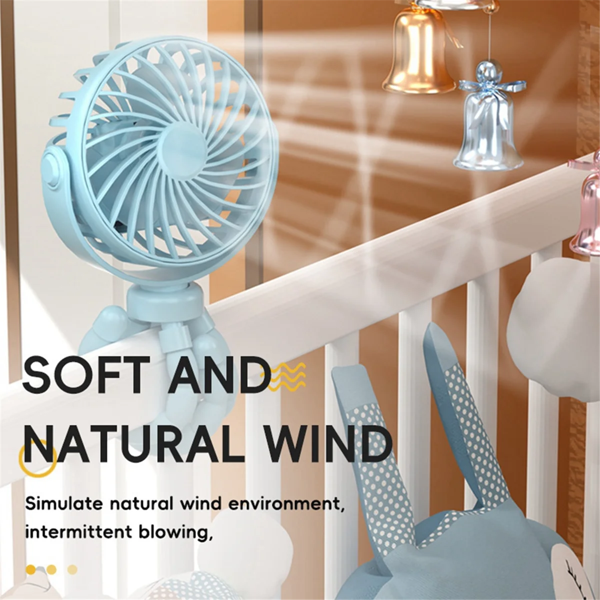 Вентилятор Octopus, настольный вентилятор для кемпинга, перезаряжаемый USB-вентилятор для штатива, с легким вентилятором, черный