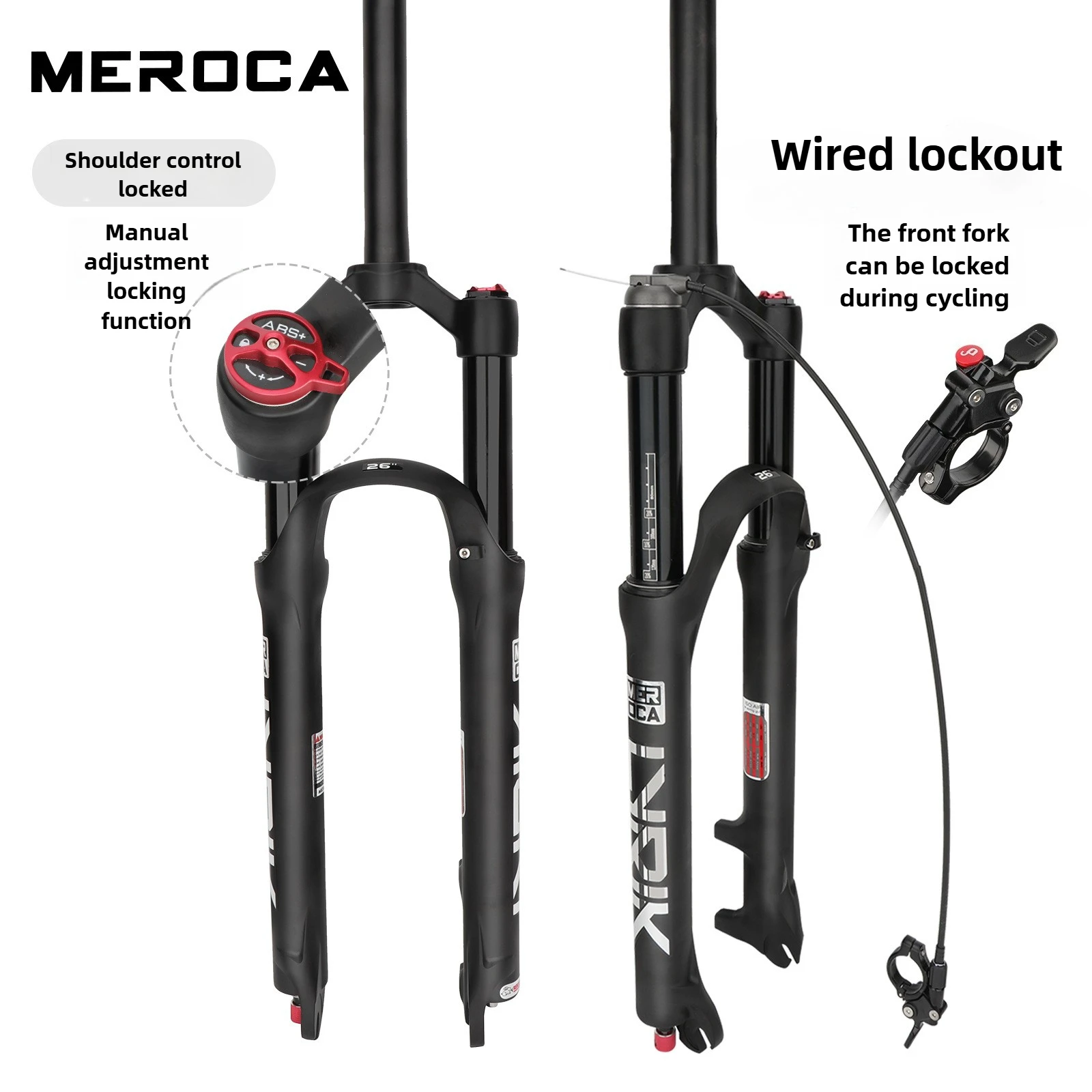 

MEROCA Mtb Bike Suspension Fork - 26/27.5/29 Inch Air Suspension Fork Disc Brake Quick Release Bicycle Bike Parts