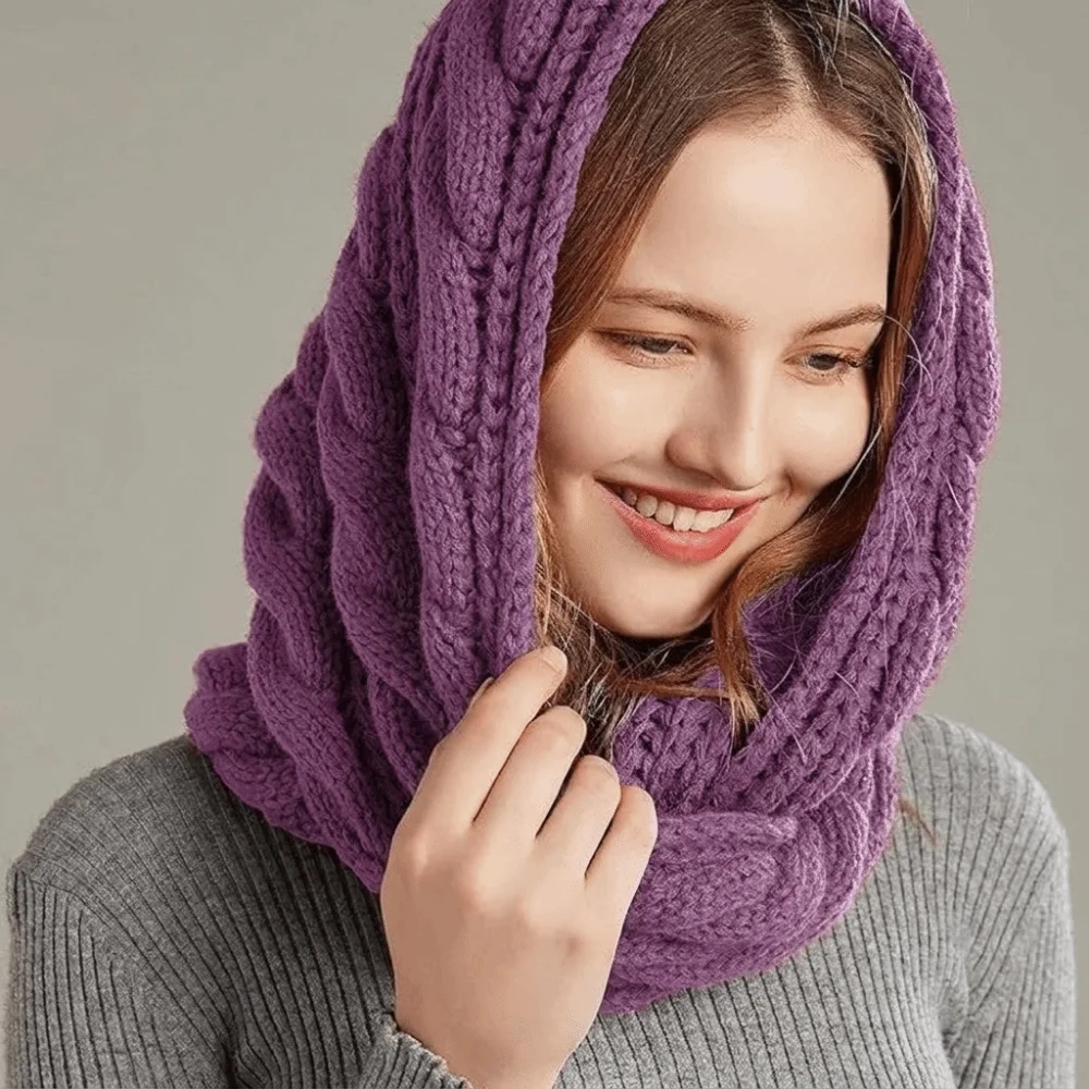 All-match Solid Color Knitted Scarf Thickened Korean Style Wool Bib Neck Wraps Windproof Warm Scarves Women