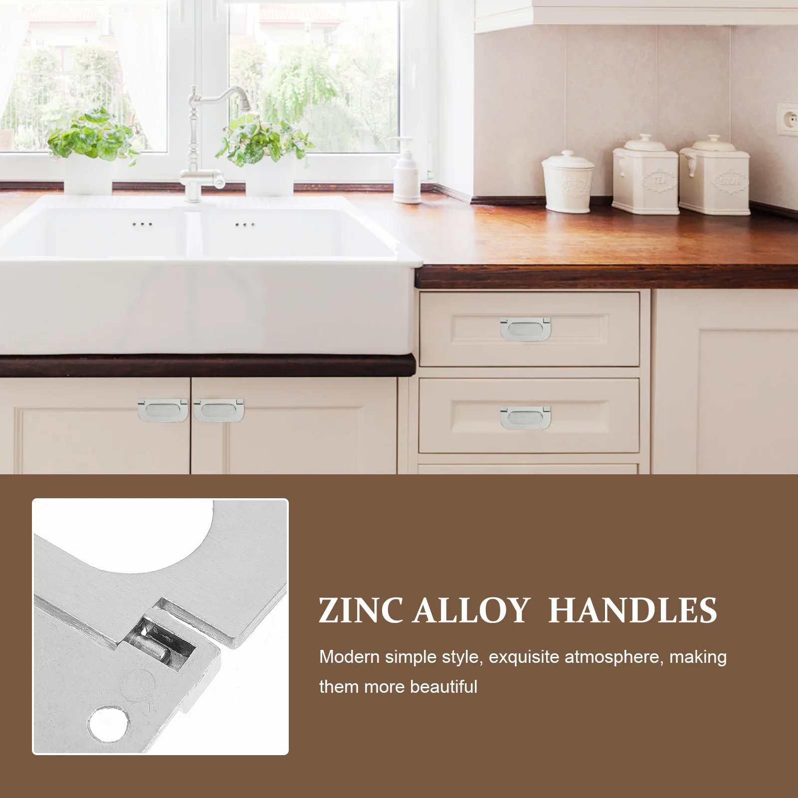 

2 Sets Invisible Pull Handles Kitchen Cabinet Knobs Simple Zinc Alloy Hidden Door Handles For Bathroom Office Furniture Closet