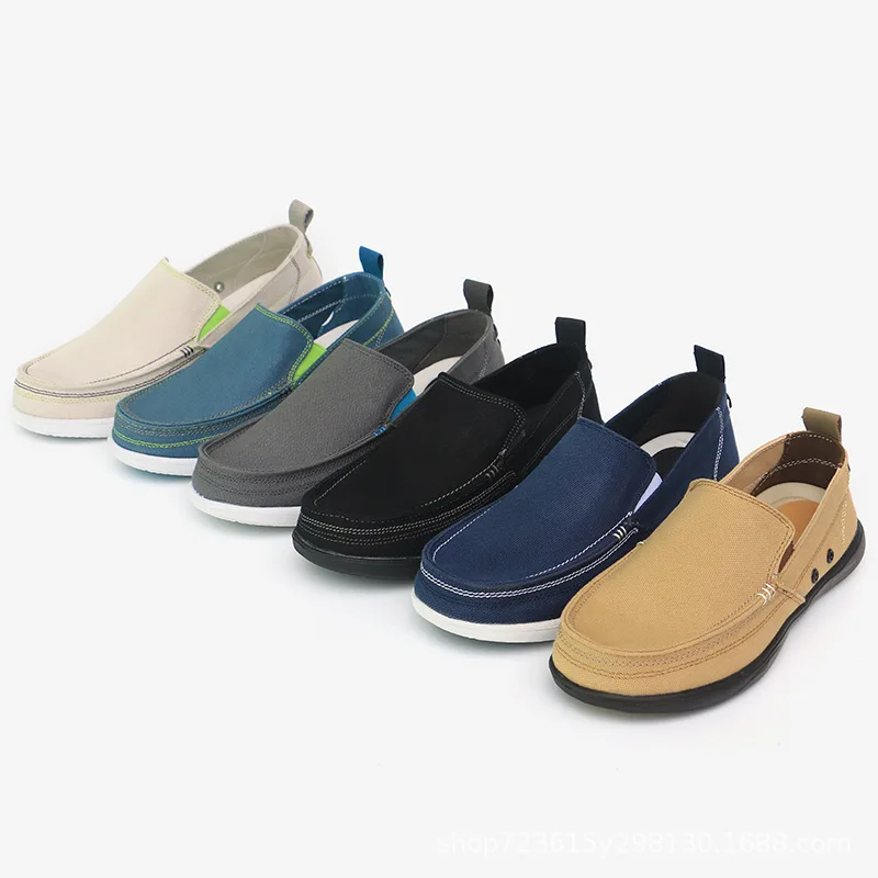 

New Men's Canvas Shoes Korean Style Loafers Slip-On Flat Shoes Breathable Wear-Resistant Casual Shoes Fashion Men's Shoes