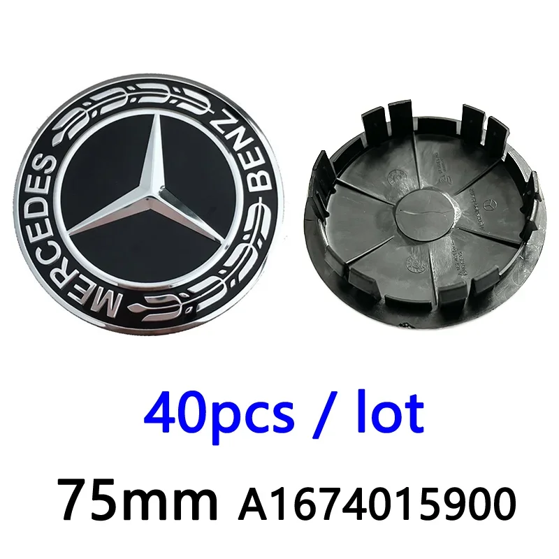 40pcs 75mm A1674015900 6Pin For Mercedes Benz GLA GLB GLC A B C E Car Wheel Center Hub Caps Rims Cover Emblem Badge Accessories