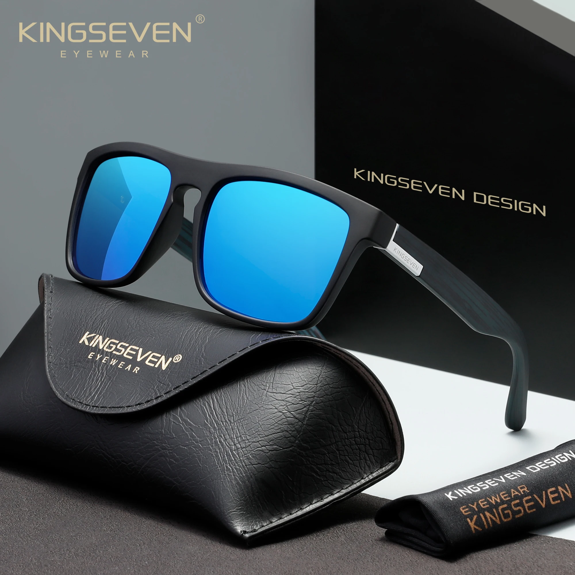 KINGSEVEN Sonnenbrille mit großen Rahmen für Damen und Herren, polarisiert, UV400, Outdoor-Schutz, modische Brille, lässige Sportbrille