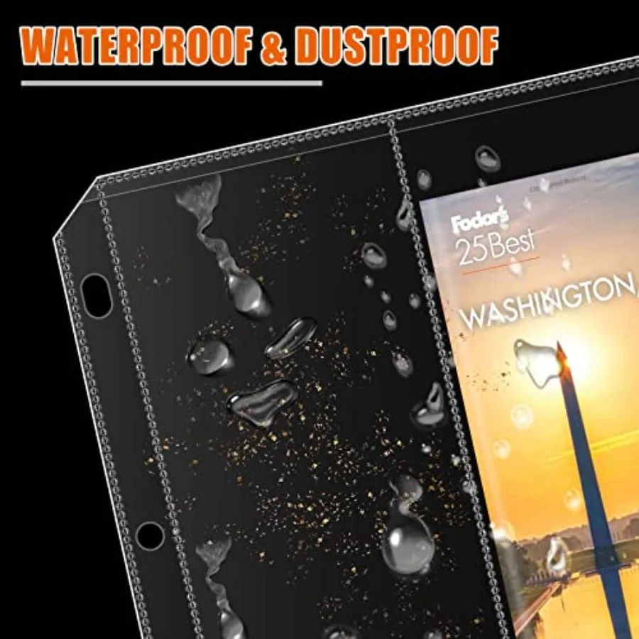 Mangas de mapa dobradas, envelopes protetores de mapa, página para suporte de folheto de 3 anéis com bolsos de 4,5 "x 11", 20 peças