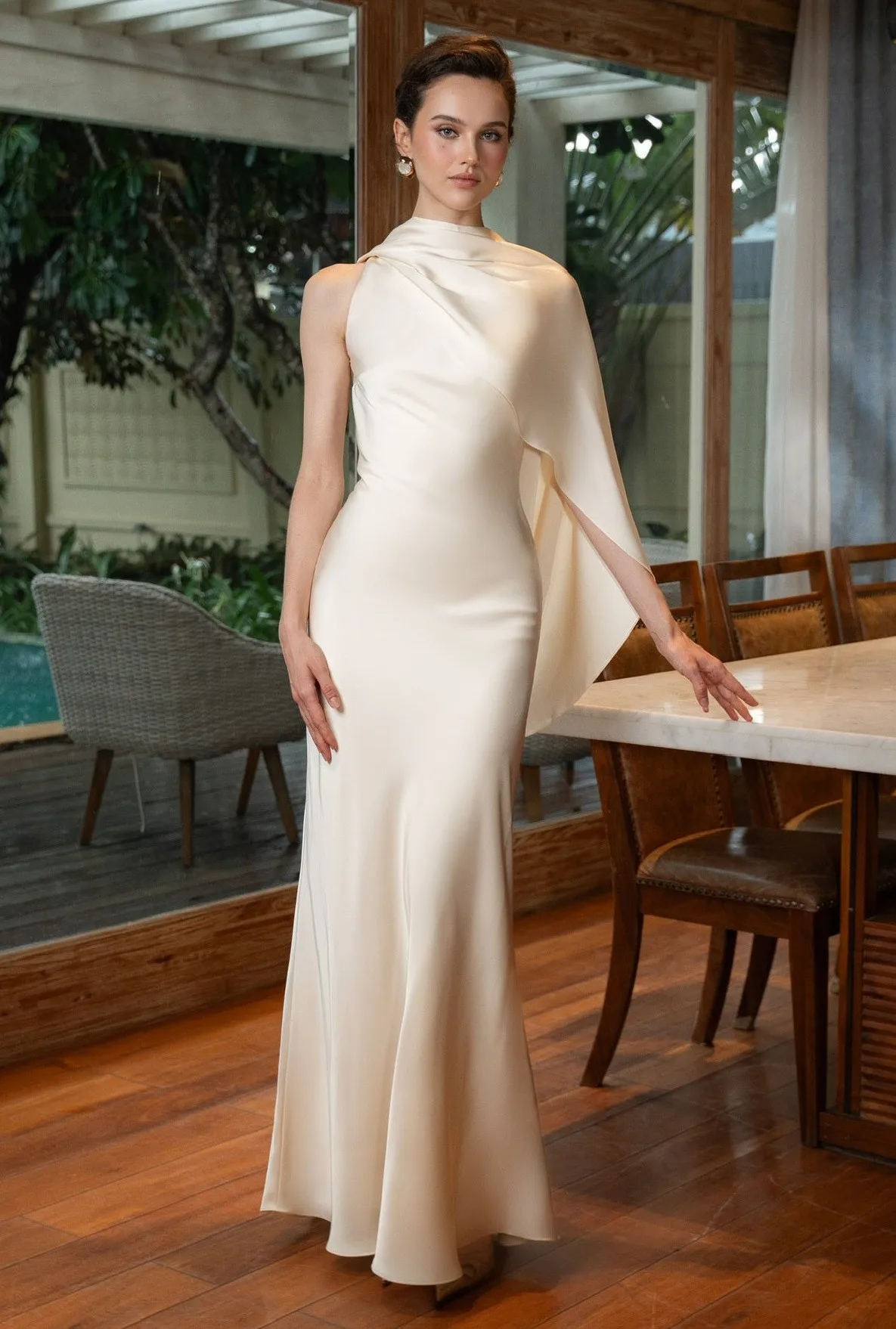 

Новое летнее атласное вечернее платье INS, европейская и американская женская одежда Amazon, сексуальное длинное платье во французском стиле