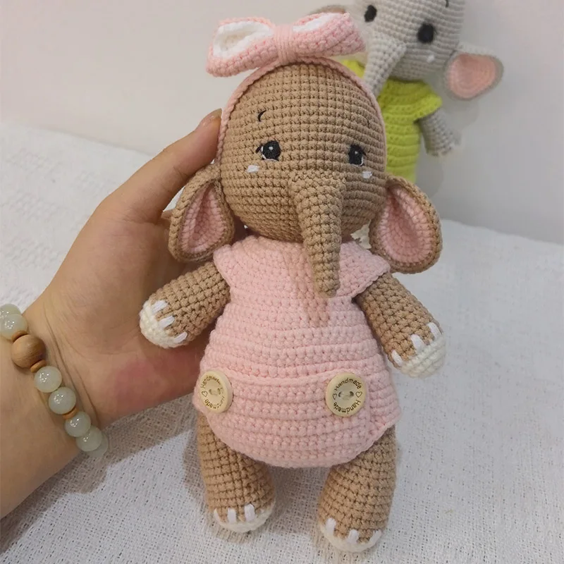 Handmade Crochet Elephant Couple Plush Toys - Cute Soft Stuffed Animals, Valentine's Day Gift for Couples, Lovers, Baby Nursery