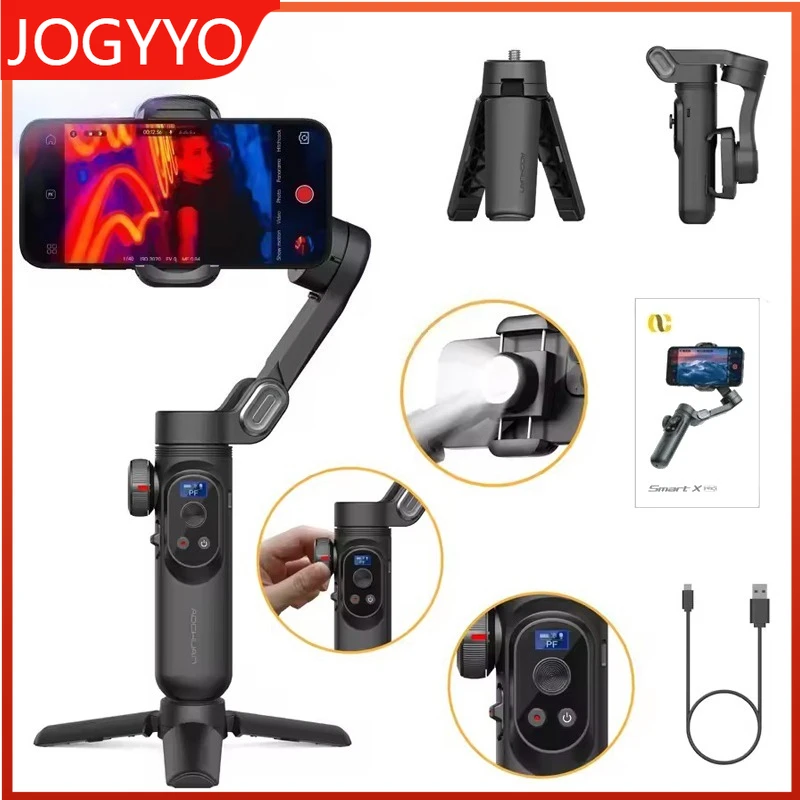 

AOCHUAN Gimbal Stabilizer 3-Axis Smart X Pro Professional for Smartphone Wireless Charging OLED Display LED Light Focus Wheel