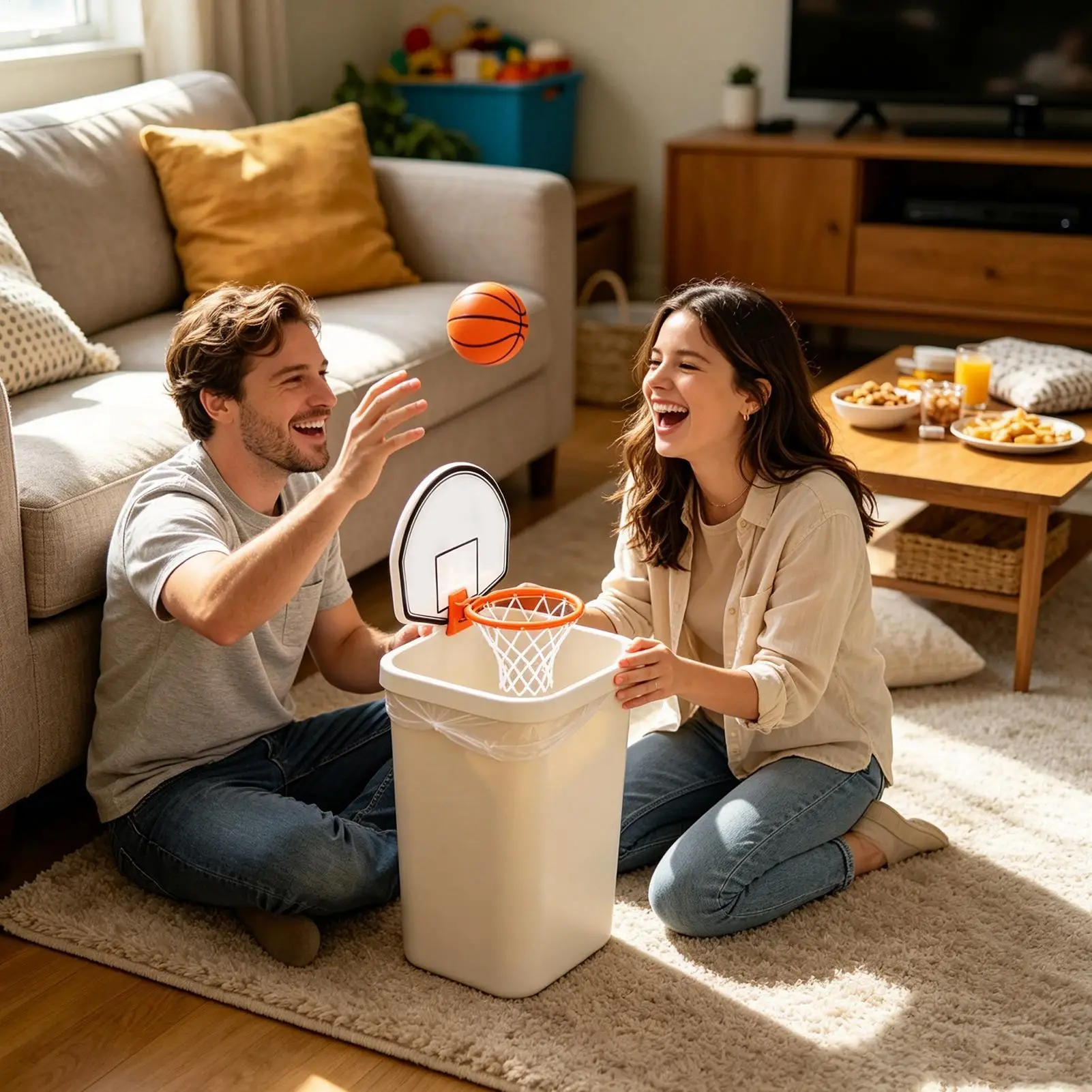 Trash Can Basketball Hoop Backboard Hand Air Pump Ball Included clip-on basketball hoop fun basketball shooting toy