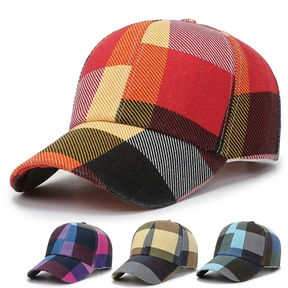 Spring Summer Women Men Plaid Caps Fashion Plaid Baseball Caps Outdoor Cool Adjustable Sun Cap Sports Hat