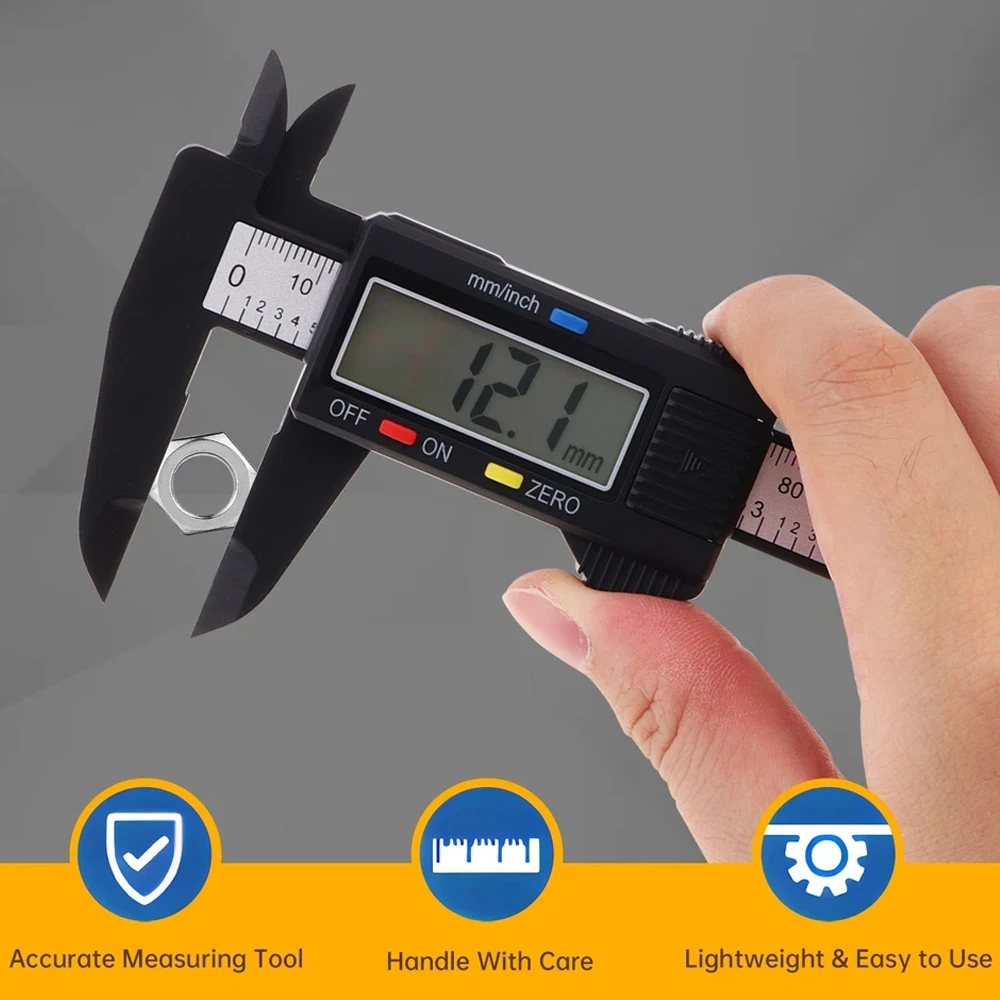 Elektronischer Schiebemesser, Schiebemesser aus Kohlefaser, Mikrometer, Digitale Waage. Die Batterie ist nicht im Lieferumfang enthalten. 0-150mm – Detail 10