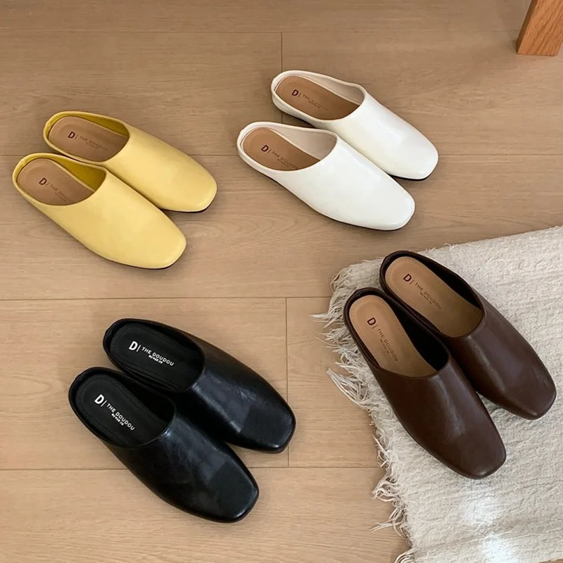 2026 Fashion Close Toe Mule Shoes Women Slippers Flats Slides Outdoor Flip Flops Elegant Silk  Ladies Shoes Casual Loafers Mujer