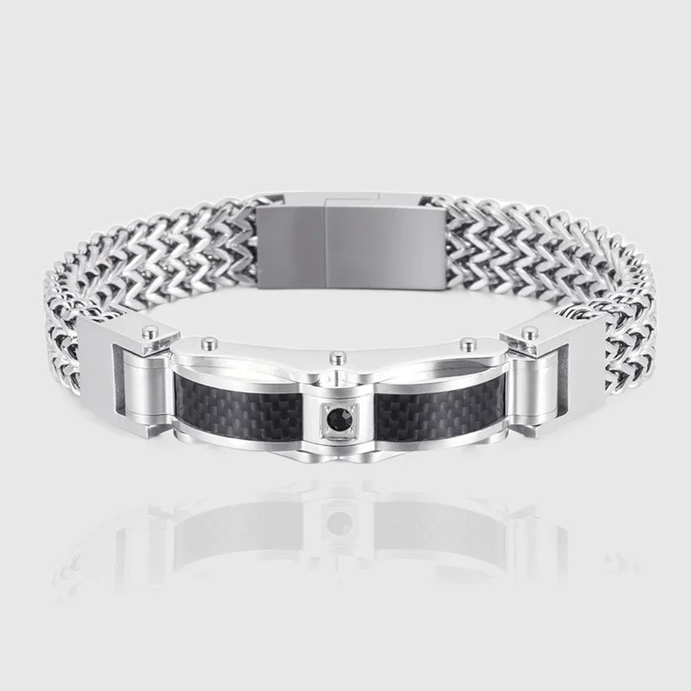 

Luxury Bracelet for Men Gold Color 12MM Wide Stainless Steel Square Franco Link Chain Men's Wrist Bracelets With Magnet Clasp