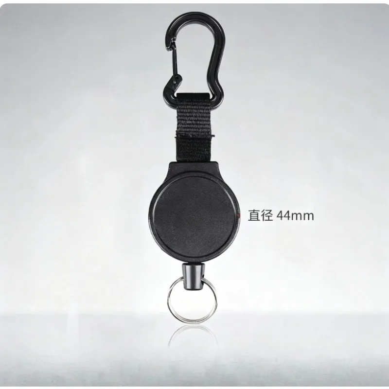 Retractable Keychain 44mm Carabiner Reel Anti-lost Lanyard Walkie Talkie Elastic Rope Outdoor Camping Accessories