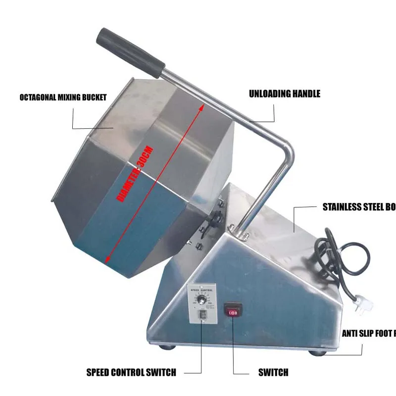 Automatyczna ośmiokątna robot kuchenny do mieszania przypraw bębnowych do powlekania przekąsek
