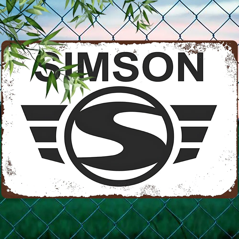  Simson Motorcycle Vintage Metal Tin Sign - Distressed Retro Wall Art with Wing Emblem,Bold Lettering, Durable Garage De