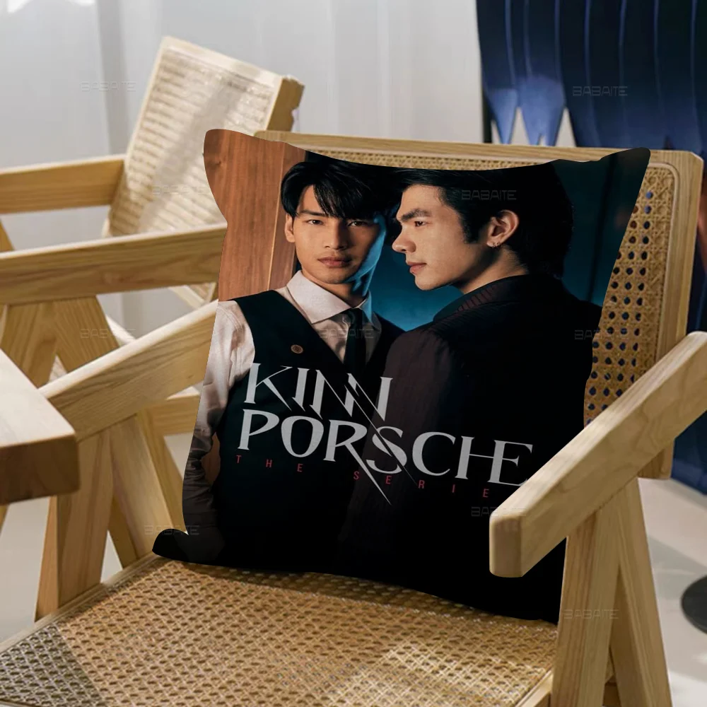 KinnPorsche The Series Movie Pillow Covers Cartoon Sofa Decorative Home Double-sided Printing Short Plush Cute Cushion Cover