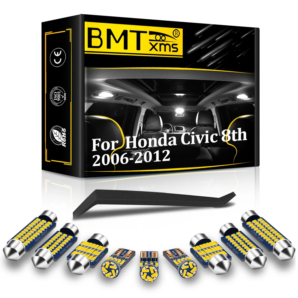 

BMTxms 6Pcs Interior LED Light Kit For Honda Civic 8 MK8 8th Generation 2006 2007 2008 2009 2010 2011 Indoor Lamp Canbus Bulb