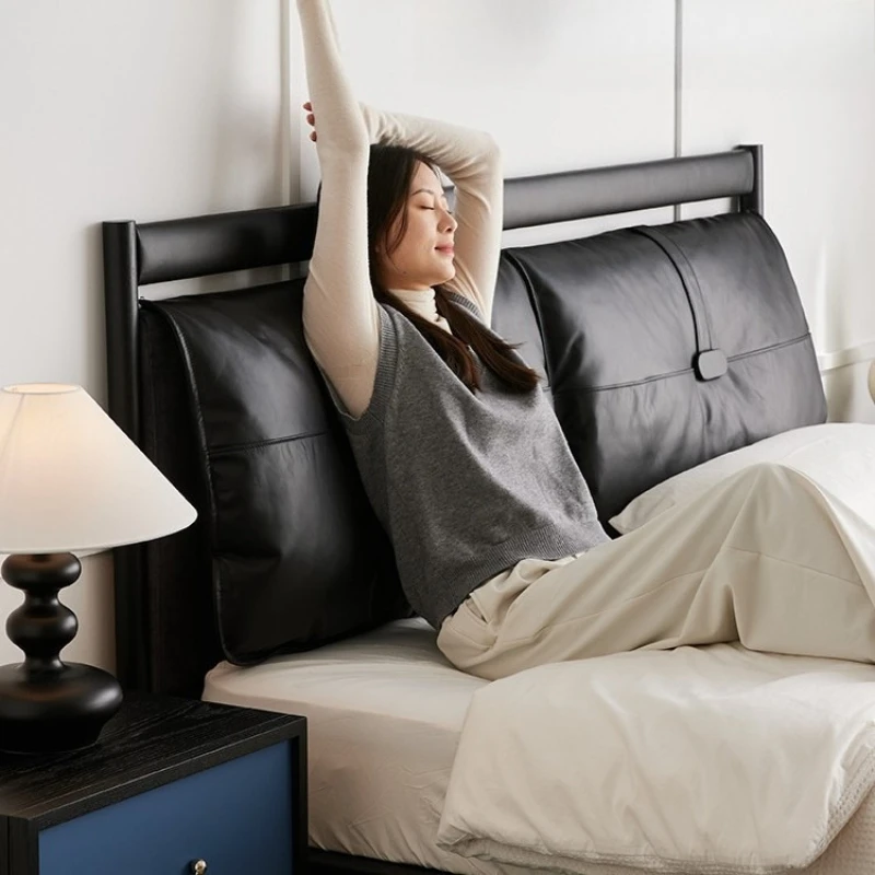 

Berlin leather bed elephant ear modern simple master bedroom suspension light luxury soft bag wedding first