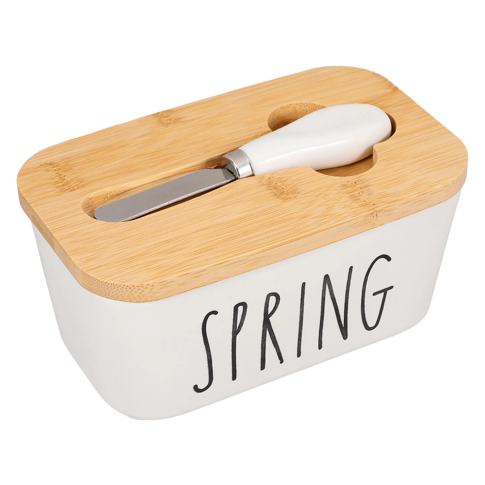 

1Set Ceramic Lid Thick Sturdy Material Long Lasting Kitchen Organizer Ceramic Butter Dish Dish with Lid