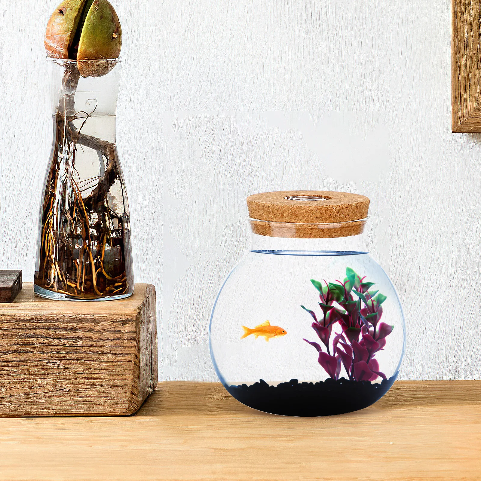

Borosilicate Glass Ecological Bottle with LED Light Transparent DIY Micro Landscape Bottle for Room Decoration Simple Plant