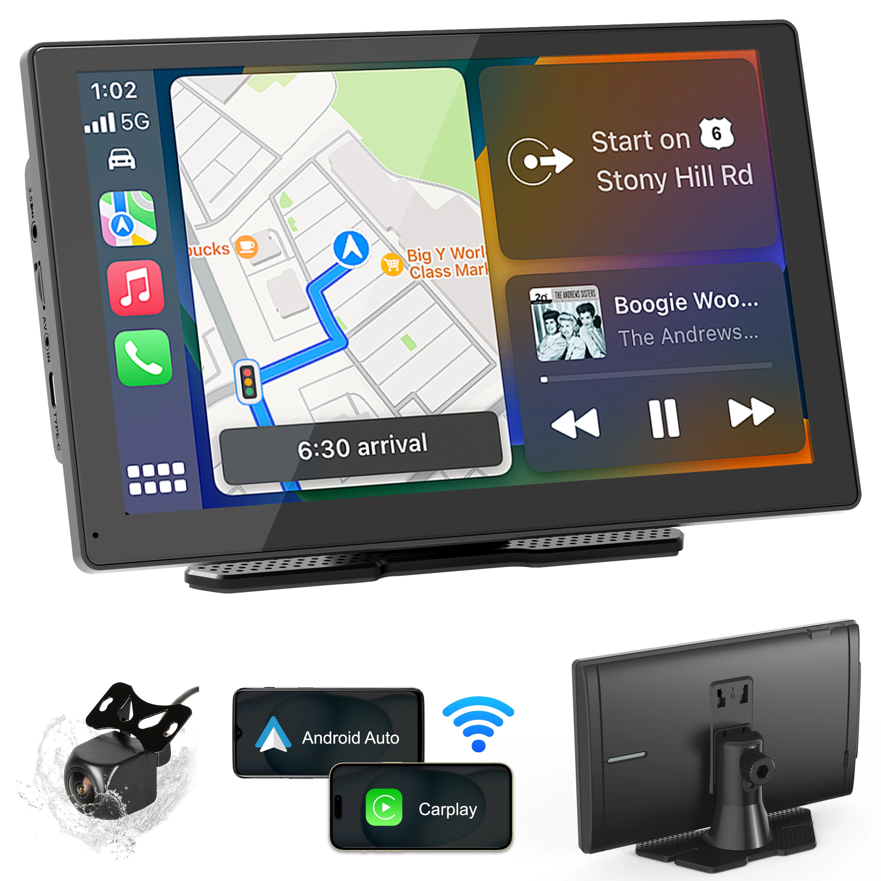 9 Inch Carplay Smart Screen Display Wireless Carplay Android Auto Car Stereo Dashboard Media Player AUX Audio 256G Micro SD Card view 6