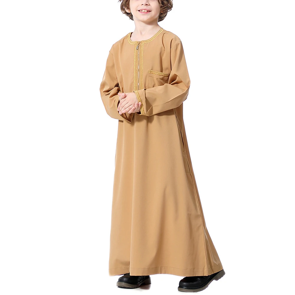 Boys Muslim Clothing Saudi Arab Robe Kid Abaya Kaftan Prayer Islam Clothing Long Sleeve Thobe Children Abaya Ramadan Jubba Thobe