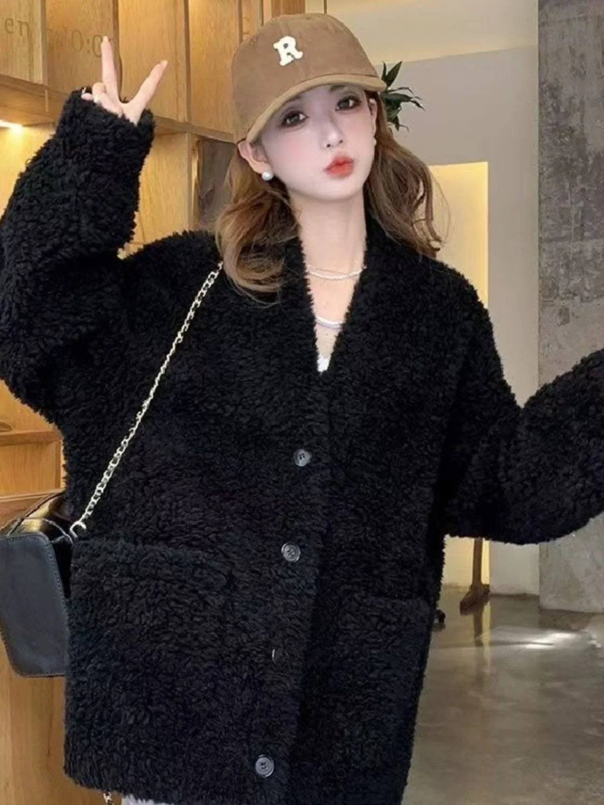 

Bla Lamb Fur Jaet женское повседневное зимнее пальто Thiened Sli универсальное удобное дышащее длинное пальто V-Ne све