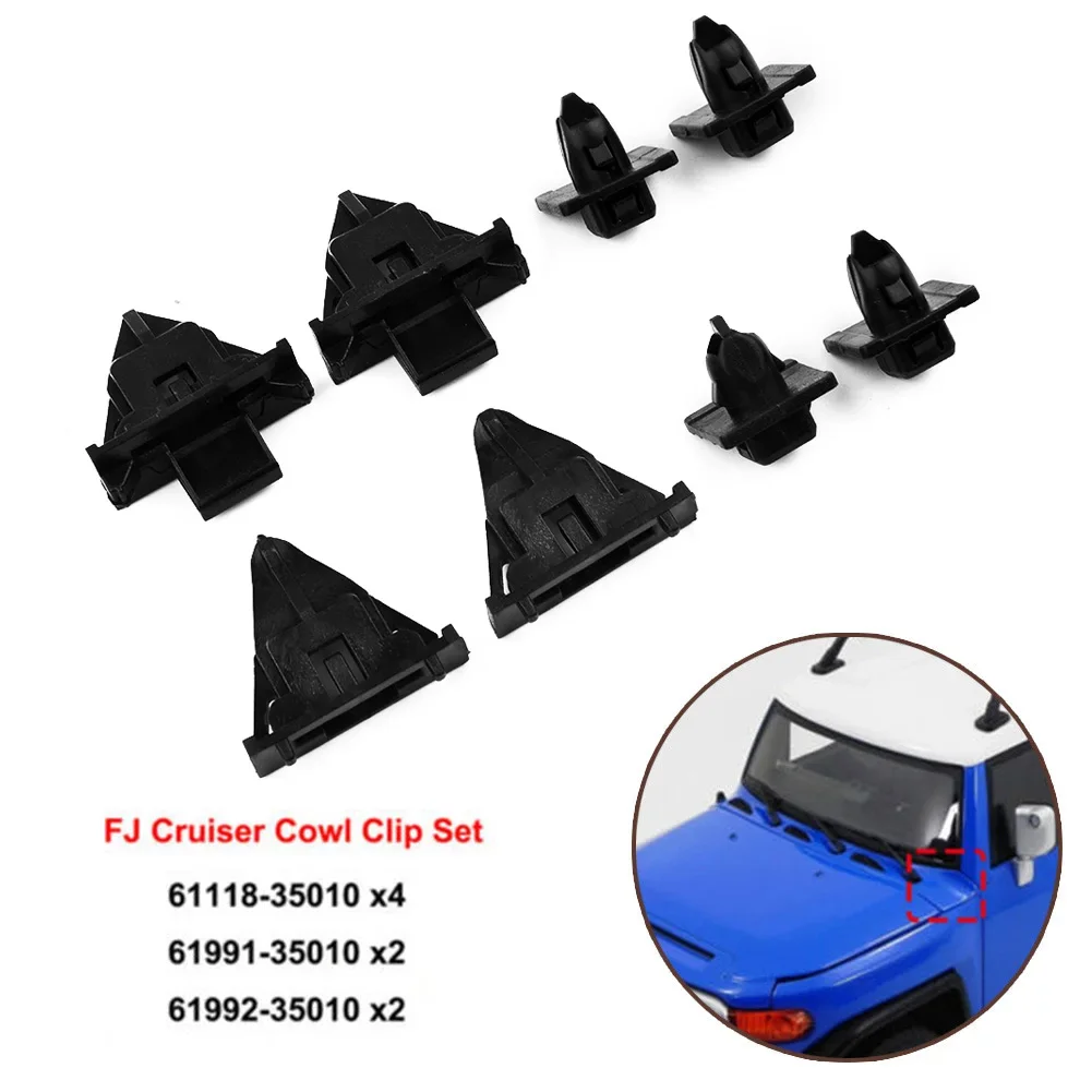 

8Pcs/Set Car Panel Clips Black Body Retainer Fender Cowl Clip Set 61118-35010 61991-35010 FOR TOYOTA FJ Cruiser 2007-2014