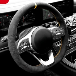 Car Steering Wheel Braid Cover Hand Sewing Suede Leather For Mercedes Benz W177 V177 W247 W205 C118 C257 W213 EQA H243 2018-2021