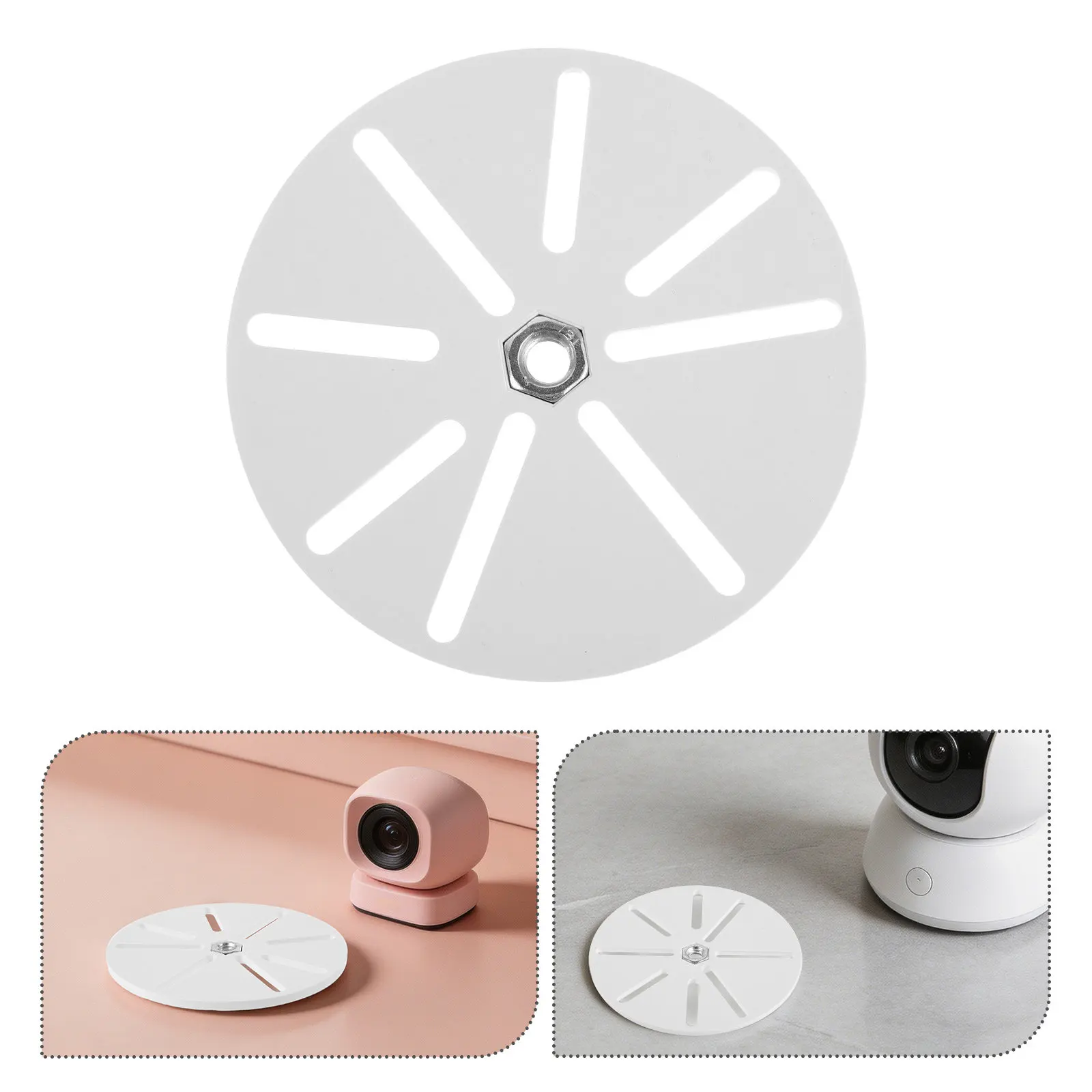 10Pcs Round Camera Base Disk-Shaped Wall Mount Stable Camera Stand Base Easy Install Home Security Mounting Plate Accessories