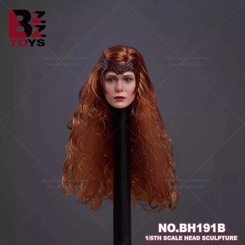 BY-ART 1/6 Scarlet Witch Voice Control Eyes Lit Up Head Sculpt BZZTOYS BH191B Red Eye Special Effect Carving Model For 12