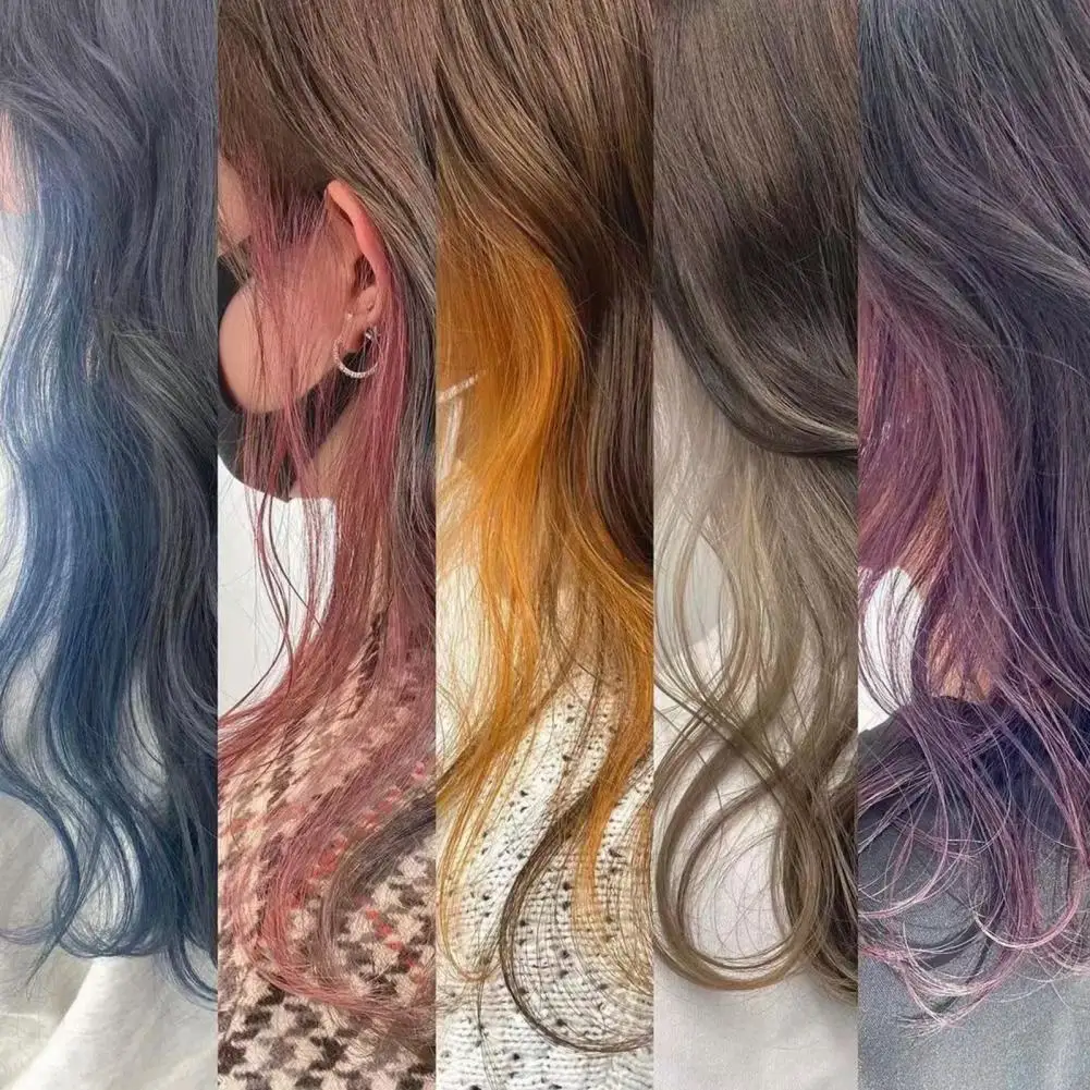 Clip colorata sintetica In un pezzo lungo arricciatura estensioni dei capelli colorati posticci parrucca Multi-colori per feste pezzo parrucca da donna