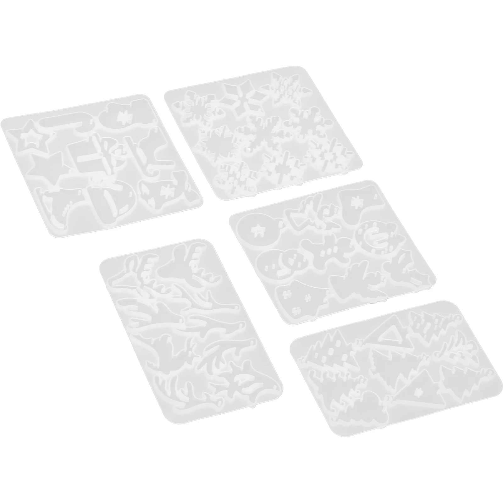 

5pcs Earring Mold Silicone Christmas Resin Molds Unique Jewelry Pendant Charms Easy Demould Festive Holiday Crafts DIY
