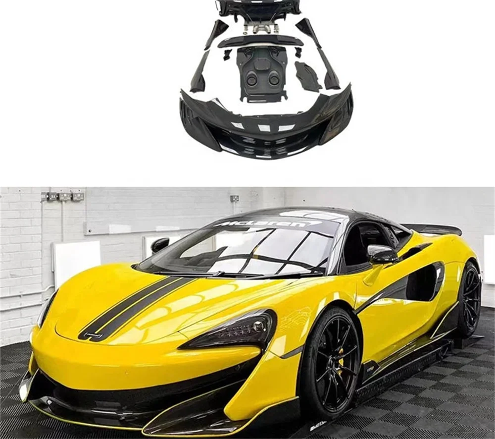 Carbon Fiber Body Kit Front Lip Car Hood Side Skirts Rear Trunk Spoiler For Mclaren 570S 540C Modify 600LT Style Exhaust BodyKit