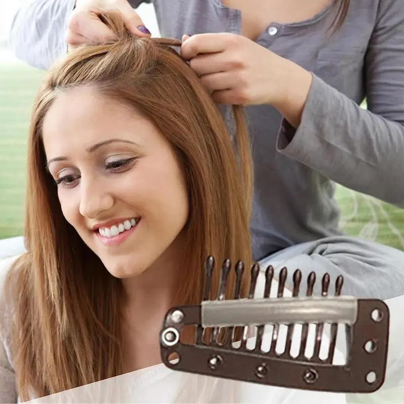 U Shape Snap Clip Snap Comb Clips With 10 Teeth Snap Comb Clips U Shape Metal Snap Hair Clips For Women And Girls