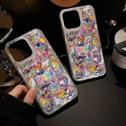 Lisa Frank Label Phone Case for iPhone 16 15 14 Plus 13 12 11 Pro Max X Xs XR 8 7 Feather Texture Hard Cover