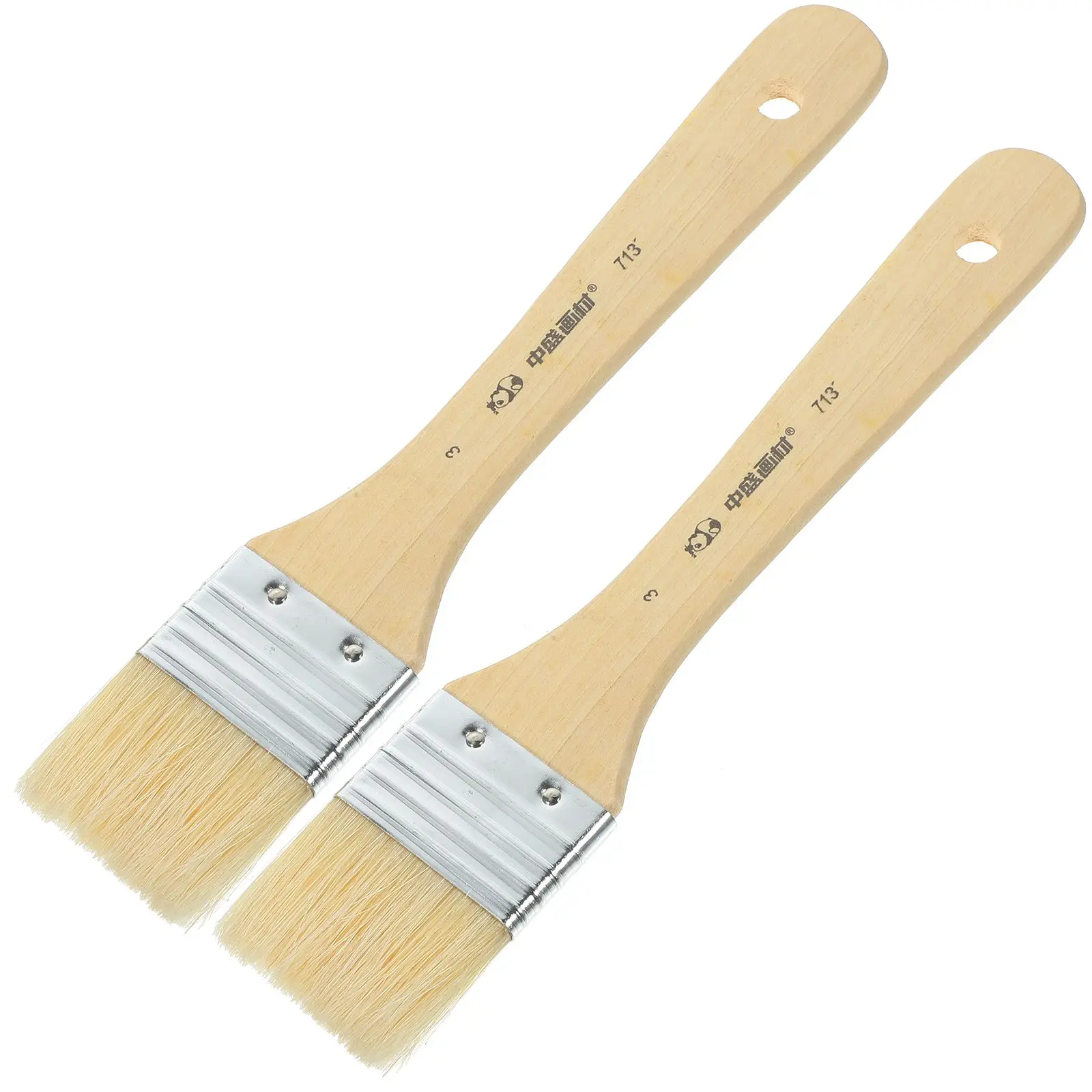 

2 Pcs Oil Brush Board Paintbrushes Wooden Short Handle Durable Practical Usage Oil Acrylic Painting Artist Needs Techniques