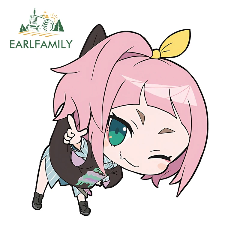 

EARLFAMILY 13 см x 12 см аниме девушка Медуза автомобильные наклейки Chibi аниме плавать розовые волосы фотосолнцезащитные оконные украшения Chibi