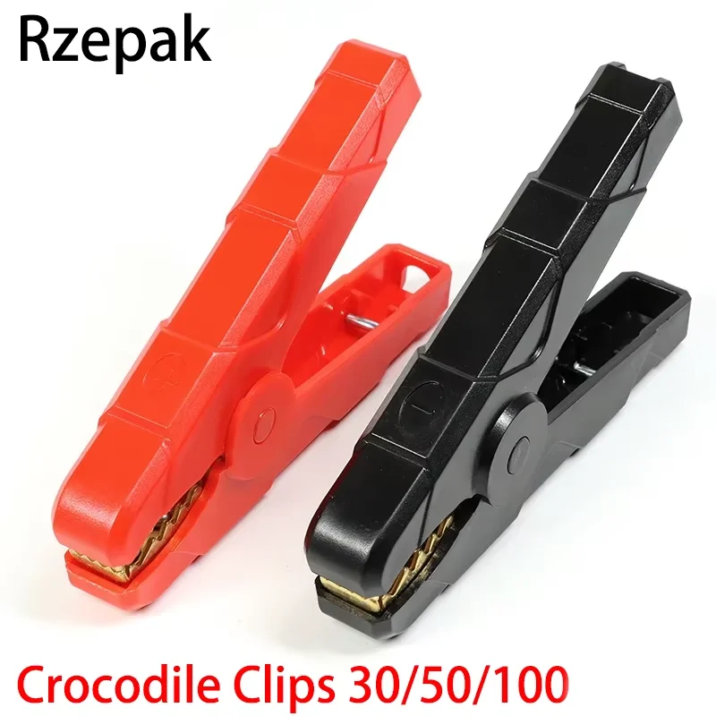 Crocodile Clips Set Car Caravan Van Battery Test Lead Clips Plug Power 30A 50A 100A 300A  Black + Red Alligator Clip Connector