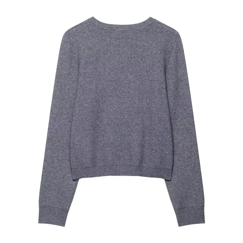 Fall 2025 New Women's Knitted Beaded Cardigan Outerwear Design Sensation Faion Trendy Long Sve ort Length round Ne