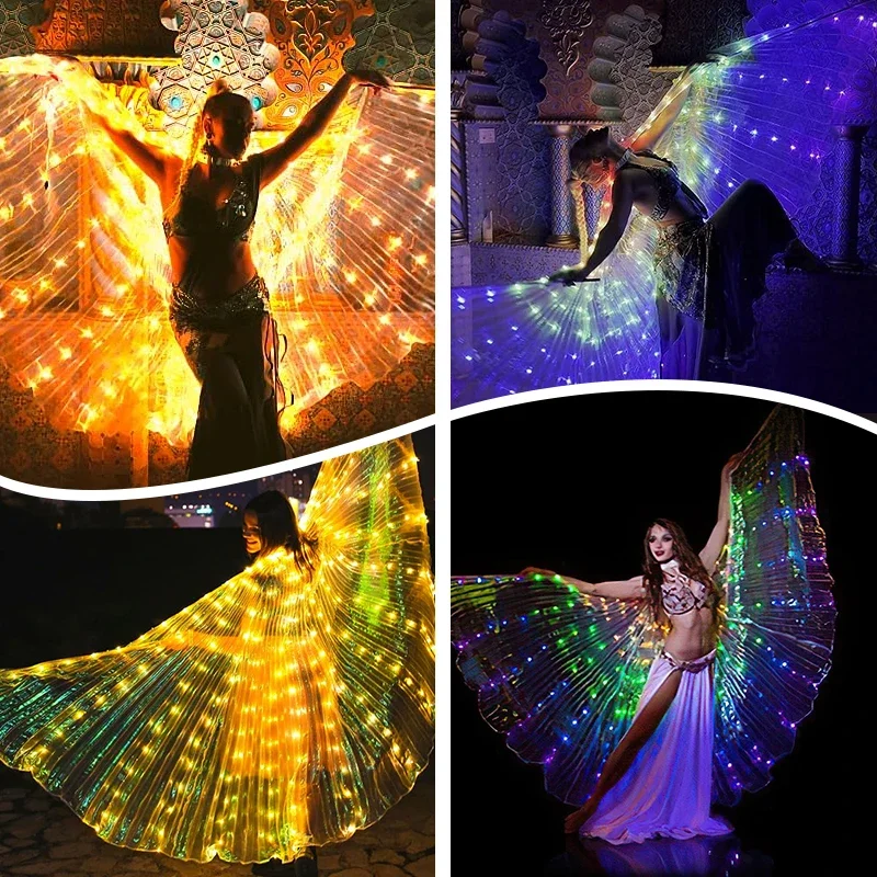 Belly Dance RGB IC LED Wings With Smart Remote Control DIY Colorful Fluorescent Butterfly Costumes Halloween Dress Up For Adults