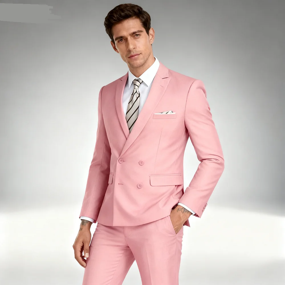 Costumes intelligents et décontractés pour hommes, kaki, pour affaires formelles, mariage, garçons d'honneur, fumer, ensemble veste et pantalon à Double boutonnage