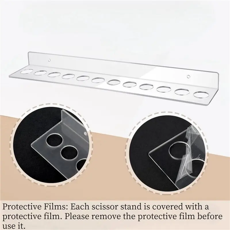 AB46-12 Slot Acrylic Wall Mounted Shear Holder Clear Scissors Holder Rack 15.75In Wide 0.12In Thick Shear Organizer 2 Pack