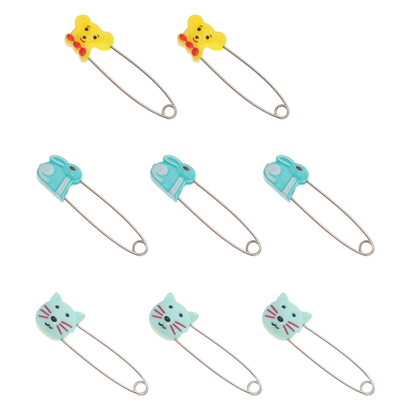 

10pcs Cartoon Pins Baby Diaper Buckle Animal Pattern Stainless Steel U Shaped Clips For Newborn Clothes Safety Lock